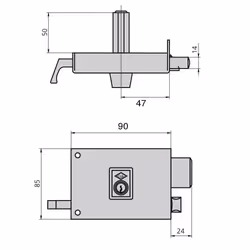 Niubó - Serrure en applique Mod. 1125-A/1 - talla Droit / a 80-B 47 mm.