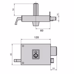 Niubó - Serrure en applique Mod. 1125-A/1 - talla Droit / a 120-B 60 mm.