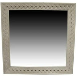 Home ESPRIT Miroir mural Blanc Naturel Bois de manguier Romantique 92 x 6 x 92 cm