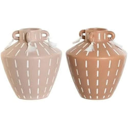 Home ESPRIT Vase Marron Marron Clair Céramique Colonial Frange 15,5 x 15,5 x 17,1 cm (2 Unités)