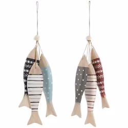 Home ESPRIT Décoration Suspendue Bleu Rouge Multicouleur Poissons 5 x 2 x 20 cm (2 Unités)