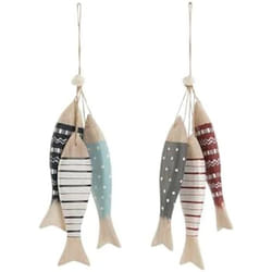 Home ESPRIT Décoration Suspendue Bleu Rouge Multicouleur Poissons 5 x 2 x 20 cm (2 Unités)