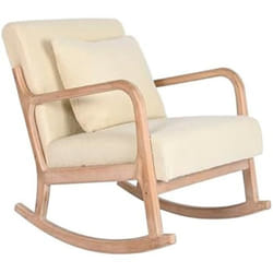 Home ESPRIT Fauteuil à Bascule Blanc Naturel Bois d'hévéa 66 x 88 x 78 cm