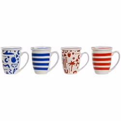 Home ESPRIT Tasse avec filtre pour infusions Bleu Rouge Acier inoxydable Porcelaine 380 ml (4 Unités)