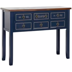 Home ESPRIT Console Marron Blue marine Bois de paulownia 103 x 35 x 80 cm