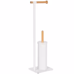 Home ESPRIT Porte-rouleaux pour Papier Toilette Blanc Naturel Métal Bambou 22 x 16 x 68 cm