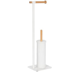 Home ESPRIT Porte-rouleaux pour Papier Toilette Blanc Naturel Métal Bambou 22 x 16 x 68 cm