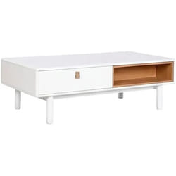 Home ESPRIT Table Basse Blanc Naturel Polyuréthane Bois MDF 120 x 60 x 40 cm