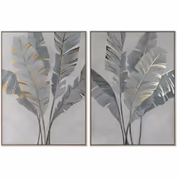 Home ESPRIT Cadre Palmiers Doré Tropical 90 x 4 x 120 cm (2 Unités)