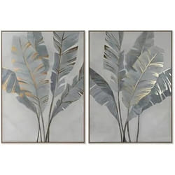 Home ESPRIT Cadre Palmiers Doré Tropical 90 x 4 x 120 cm (2 Unités)