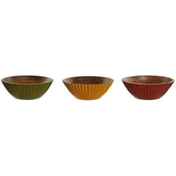 Home ESPRIT Saladier Jaune Vert Corail Bois de manguier 30 x 30 x 12 cm (3 Unités)
