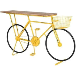 Home ESPRIT Console Jaune Noir Bois Métal 160 x 40 x 88 cm