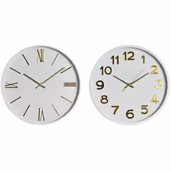 Home ESPRIT Horloge Murale Blanc Doré PVC 30 x 4 x 30 cm (2 Unités)