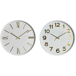 Home ESPRIT Horloge Murale Blanc Doré PVC 30 x 4 x 30 cm (2 Unités)