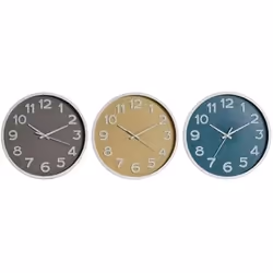 Home ESPRIT Horloge Murale Bleu Blanc Rose Moutarde PVC 30 x 4 x 30 cm (3 Unités)