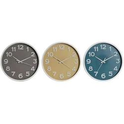 Home ESPRIT Horloge Murale Bleu Blanc Rose Moutarde PVC 30 x 4 x 30 cm (3 Unités)