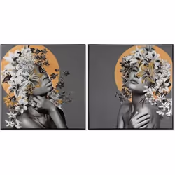 Home ESPRIT Cadre Fleurs Moderne 100 x 3,5 x 100 cm (2 Unités)