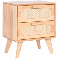 Home ESPRIT Table de Nuit Bois Métal Rotin 40 x 30 x 48 cm