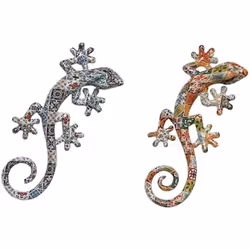 Home ESPRIT Décoration murale Multicouleur Lézard méditerranéen 10 x 4 x 22 cm (2 Unités)