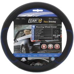 Couvre volant noir surpiqure bleu - 37-39cm