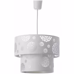 Lustre floral en polyester blanc Hauteur 23 cm - Diamètre 30 cm Polyester - PVC- Métal Longueur de câble 60 cm Douille E27 - ...