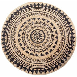 Ixia - Tapis rond en Jute 120 cm - Nature et Noir