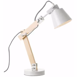 Lampe de bureau en bois et métal En Métal et bois Dimensions : Hauteur 41 cm x Largeur 13 cm x Profondeur 14 cm Douille : E14 ...