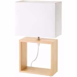 Lampe de table carré esprit scandinave en bois clair et abat-jour blanc Dimensions: 41 x 24 x 12 cm E27 - MAX 60W Ampoule non ...