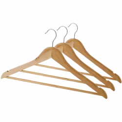 Lot de 3 cintres en bois En bois et métal Grand Modèle : Dimensions : Hauteur 22.5 cm - Largeur 44.5 cm - Profondeur 1 cm App ...
