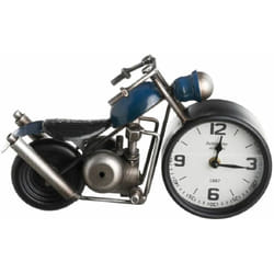 Pendule en métal forme Moto couleur bleue 32 cm