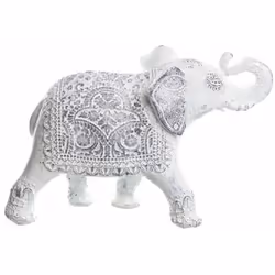 Statuette Eléphant Blanc de cérémonie Dimensions: 13.5 x 6.5 x 20 cm Polyrésine