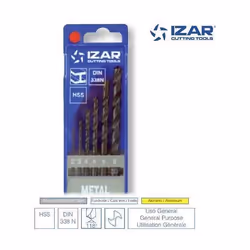 Coffret de 6 forets Izar HSS de 2, 3, 4, 5, 6 et 8 mm. Forets HSS série standard courte, foret taillé meulé de haute qualité, ...