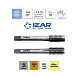 Taraud à main (jeu de 2) Izar hss metrique M10 pas fin M10x1.25