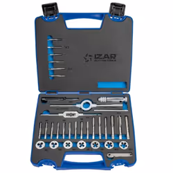 Coffret jeu de tarauds à main M3 à M12 IZAR avec porte-tarauds et autres accessoires - IZAR 70527Ce coffret Izar contient tou ...