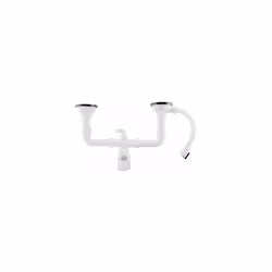 Siphon double en PVC de haute qualité. Filetage latéral 1 1/2"" pour tuyau de 40 mm. Comprend un raccordement pour machine à  ...