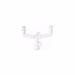 Siphon double en PVC de haute qualité. Filetage latéral 1 1/2"" pour tuyau de 40 mm. Comprend un raccordement pour machine à  ...
