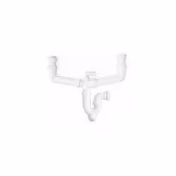 Siphon double en PVC de haute qualité. Filetage latéral 1 1/2"" pour tuyau de 40 mm. Comprend un raccordement pour machine à  ...