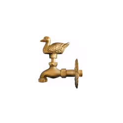 Robinet de jardin en laiton. Sortie avec filetage 3/4". Filetage de raccordement mural 1/2". li> Poignée avec canard décorati ...