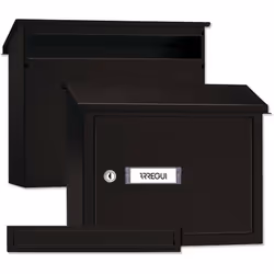 Pack complet bouche d’entrée pour boîte aux lettres et boite aux lettres, de grande taille (pour format A4), fabriqué en acie ...