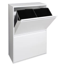 Basic Poubelle de recyclage en acier, poubelle de tri sélectif, 4 seaux, 4 x 17L (68L), Blanc CR601-B - Arregui