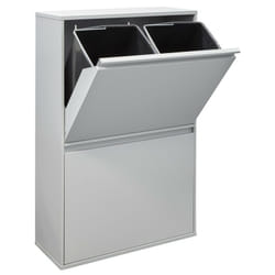 Basic Poubelle de recyclage en acier, poubelle de tri sélectif, 4 seaux, 4 x 17L (68L), Gris CR602-B - Arregui