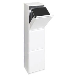 Basic Poubelle de recyclage en acier, poubelle de tri sélectif, 3 seaux, 3 x 17L (51L), Blanc CR301-B - Arregui