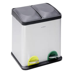 Arregui - Step Bin CR705-30L Poubelle de recyclage avec pédale d'ouverture, en acier inoxydable, 2 seaux, 2 x 15L (30L)