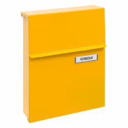 Boîte aux lettres individuelle extérieure de petit taille en acier. C'est une boîte aux lettres avec des lignes droites et ac ...