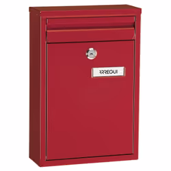 Boîte aux lettres individuelle extérieure de petit taille avec entrée de courrier en façade et entrée de courrier au dos. Ell ...