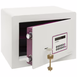Description générale Ce coffre-fort en acier laqué blanc est conçu pour offrir une sécurité optimale grâce à sa façade anti-p ...