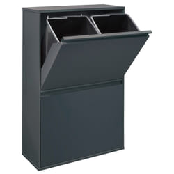 Basic Poubelle de recyclage en acier, poubelle de tri sélectif, 4 seaux, 4 x 17L (68L), Anthracite CR604-B - Arregui
