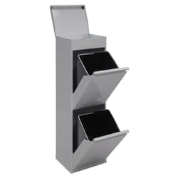 Top Poubelle de recyclage en acier, poubelle de tri sélectif, 2 seaux, avec plateau supérieur multifonction, 2 x 17L (34L), Gris CR222-B - Arregui