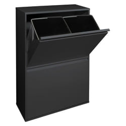 Basic Poubelle de recyclage en acier, poubelle de tri sélectif, 4 seaux, 4 x 17L (68L), Noir CR606-B - Arregui