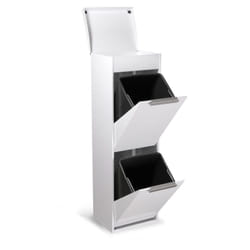 Arregui - Ecoclas Plus Poubelle de recyclage en acier, poubelle de tri sélectif, avec plateau supérieur multifonction, blanc, 2 seaux : 2 x 17 l (34